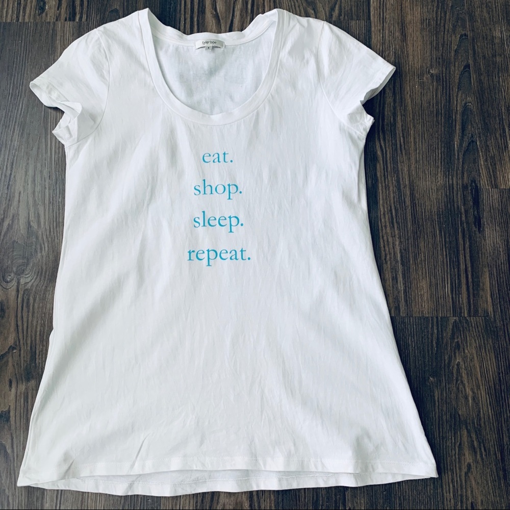 Tyler Boe Graphic T-shirt Eat Shop Sleep Repeat - Picture 2 of 9